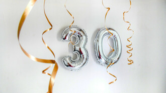 A photo featuring grey balloons, capturing a moment from my 30th birthday celebration