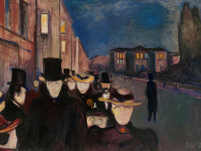 Edvard Munch Noite ao longo da avenida Karl Johan, 1892 - óleo sobre tela