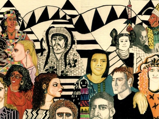 Mirta Toledo, "Diversidad Pura" © 1993. Técnica mixta sobre papel de algodón.Realizado en la ciudad de Fort Worth, Texas, EE.UU.