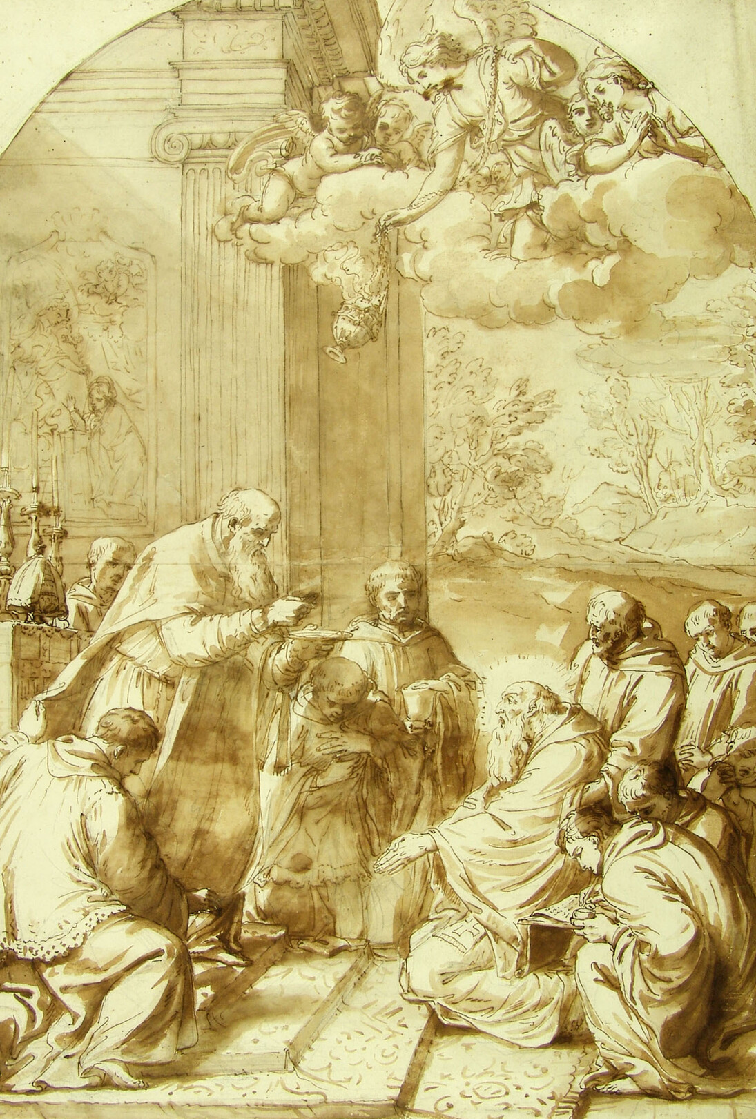 Giacomo Zoboli, L’ultima comunione di San Girolamo, Secondo e terzo decennio del XVIII secolo. Penna, inchiostro acquerellato e matita nera. 56,3 x 40,5 cm. Courtesy of Pinacoteca Ambrosiana