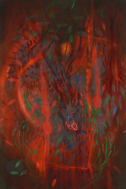 Carlos Jacanamijoy, Corazón reloj, 200 x 132,5 cm, 2008 - 2013