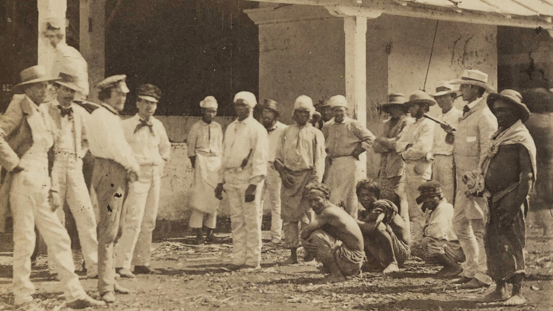 Plantation slaves and workers during a break at noon