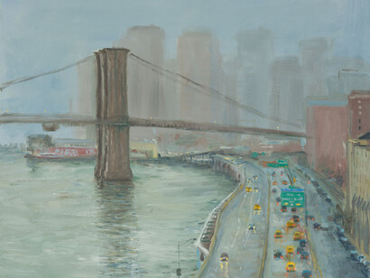 Henry Kondracki, On the Way to Coney Island, oil on canvas, 52 x 60 inches