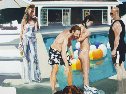 Eric Fischl. She and Her, 2017, oil on linen, 98 x 110 in. (248.9 x 279.4 cm.)
© Eric Fischl. Courtesy of Skarstedt