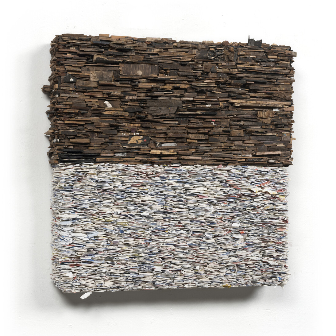 Leonardo Drew b. 1961, Number 11C 數字 11C, 2015, Wood and paint chips 木材和漆片, 60 x 61 x 11 cm (23 1/2 x 24 x 4 in.)