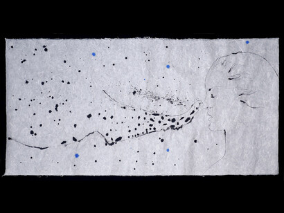 Omar Galliani, Le tue macchie nei miei occhi, 1982, inchiostri su carta cinese, 85X182 cm