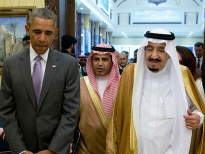 Obama con el rey saudí Salmán bin Abdulariz