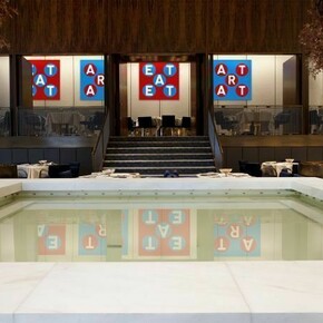 "Icons"- Monumental new canvases in the Pool Room of the historic Four Seasons Restaurant at 99 East 52nd Street, NYC ©2013 Robert Indiana, courtesy Woodward Gallery, American Image