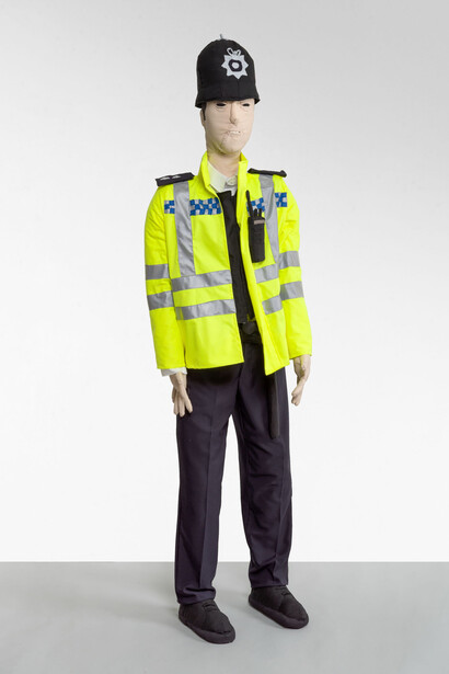 “Polizist (Policeman)”, 2019
Fabric, cotton, wood, wire
78 3/4 x 23 1/2 x 15 3/4 inches
200 x 60 x 40 cm. Courtesy Michael Werner Gallery, New York and London 
