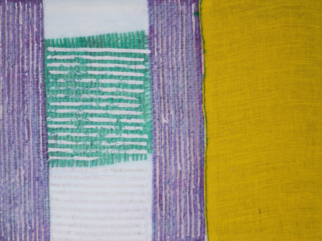 Jessica Mein, Trama catorze, 2015, acrylic glue on hemp, 56 x 75 cm