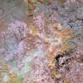 jillian platt  - Spring II-  40 x40 - acrylic, animal hair on canvas