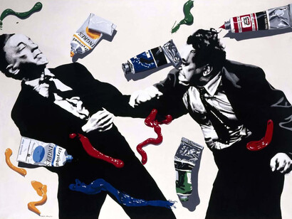 Equipo Crónica (Manuel Valdés, Rafael Solbes); Pintar es como golpear, 1972, Museo Nacional Centro de Arte Reina Sofía, Madrid, España (detalle)