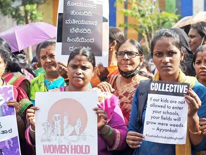 Women in India standing together as a collective to highlight the issue of gender equality in India