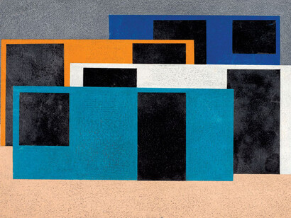 Omar Rayo, Geometría Vibrante, Paisaje nazca I, 1955, Tinta y crayola sobre papel, 35×52 cm