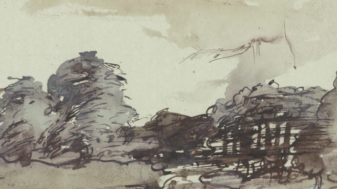 Horst Janssen (1929–1995), Landschaft in Holstein – Hommage à Claude Lorrain, 4. August 1972