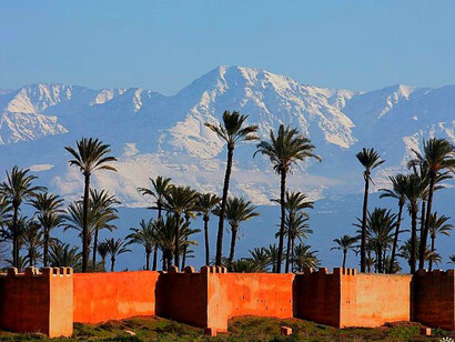 Mountains and palms near Marrakesh