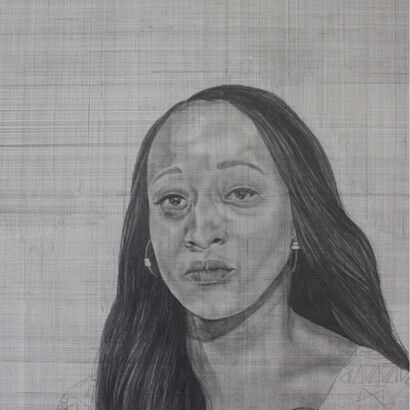 Oasa DuVerney. The View From Nowhere/ Diamond Reynolds, 2016, graphite and ink on paper, 24x26 inches