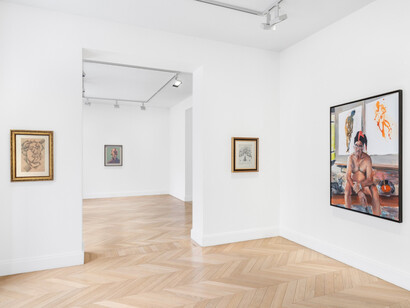 Frank Auerbach, Self-portraits, exhibition view. Courtesy of Skarstedt 