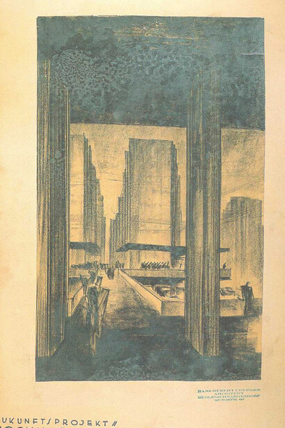 Hans Hubert Leufgen, Zukunftsprojet für Hochhäuser im Berliner Westen, ca. 1928 — © Berlin, Berlinische Galerie