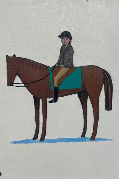 Giacomo Piussi, Getting on a horse 4, 2022. Courtesy of the Robin Rice Gallery