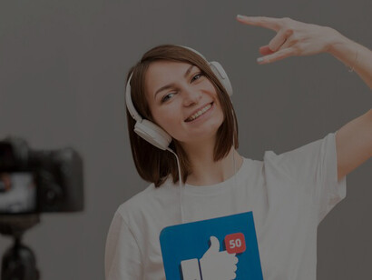 A compelling portrait capturing a woman's social media video, intertwined with themes of media addiction, mixed media artistry, and reflections on narcissism