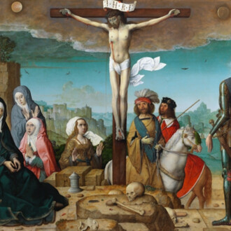 The Crucifixion, 1509 - 1519. Oil on panel, 123 x 169 cm. Courtesy of Museo del Prado
