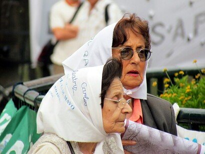 Demonstration by the Mothers of the Plaza de Mayo (Spanish: Asociación Madres de Plaza de Mayo) in Buenos Aires, Argentina, 2010
