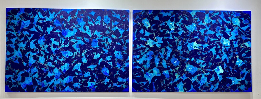"Flame-Embracing Nature, No. 2206-9" & "Flame-Embracing Nature, No. 2206-10", 2022, Korean Paper (Hanji), Mixed Media