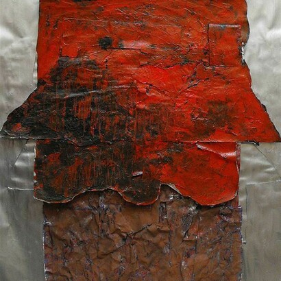 Mikhail Zhirmunsky, Moloch 2, Acrylic & Paper on Paper, 34" x 29.5"