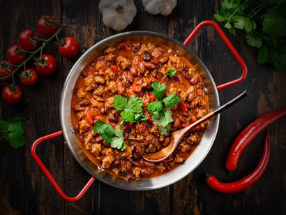 Chili con carne, un plato de frijoles muy famoso en Estados Unidos de América