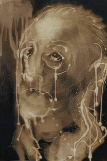 Miquel Barceló, Modiano 2, 2011, Bleach, chalk, and charcoal on canvas, 25 5/8 x 19 5/8 inches (65 x 50 cm), Art © Miquel Barceló, 2011. Photo © André, Morin, 2013