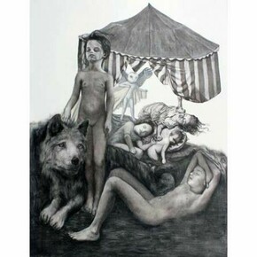 Beth Carter, The Day Owl, 2013, Charcoal & Pastel on Paper, 50" x 38½"