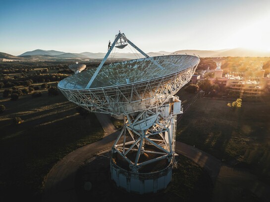 A satellite receiver supporting long-distance communications, reflecting the expanding role of cyberspace in international security
