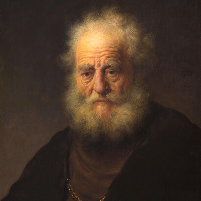Rembrandt; Estudio de un hombre mayor con una cadena de oro, 1632