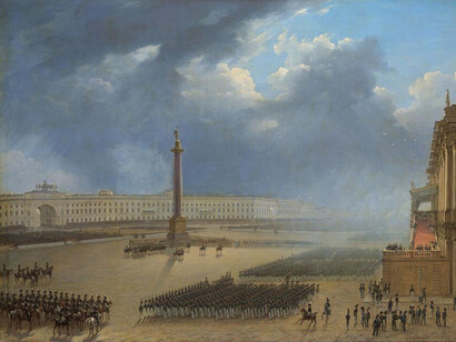 G.G. Chernetsov, Parade on the occasion of unveiling the monument to Alexander I in St. Petersburg on August 30, 1834 (detail), 1834. Courtesy of New Tretyakov Gallery 