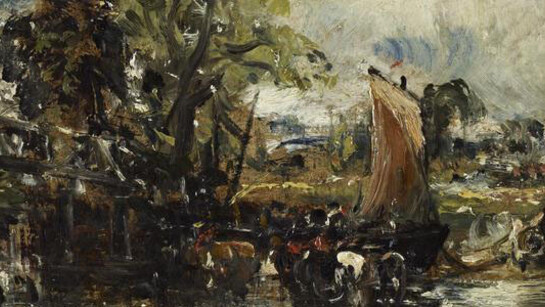 John Constable, On the Stour (Reverse: Study of Cows)