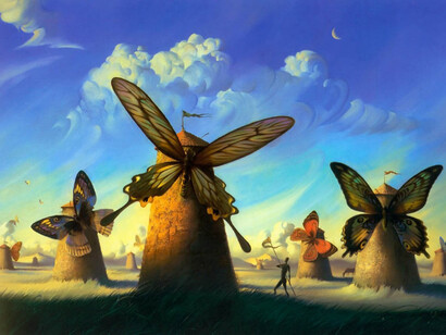 Vladimir Kush - Windmills and butterflies