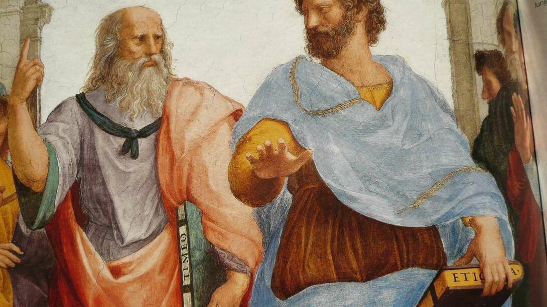 Platón y Aristóteles en "La escuela de Atenas", de Rafael Sanzio