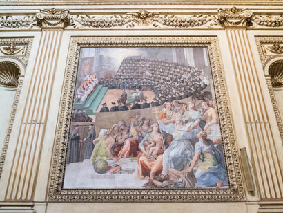 Cappella Altemps, Pasquale Cati, Pio IV al Concilio di Trento, affresco del XVI secolo, foto Claudio Bernardini