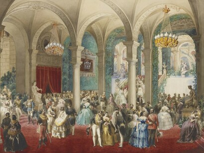 Queen Victoria in Paris Royal visit to Napoleon III- the Grand Vestibule at the Hôtel de Ville 23 August-Max Vautier Royal Collection © Her Majesty Queen Elizabeth II 2016
