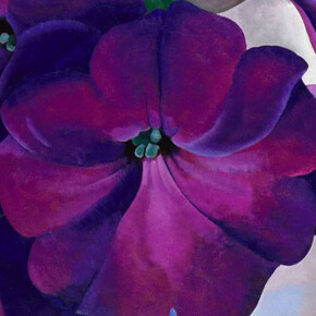 Georgia O'Keeffe, 'Petunias', 1925. Oil on hardboard, 18 x 30 in. (45.7 x 76.2 cm). Museum purchase, gift of the M. H. de Young Family