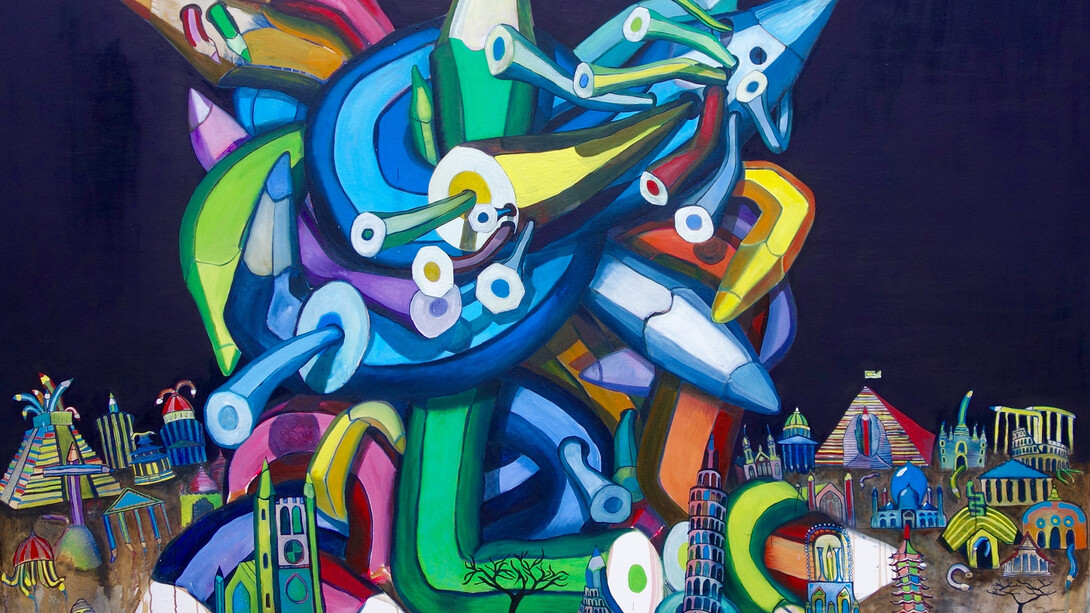 Celina Teague, The tower of fable, 2015, oil and acrylic on canvas, 170  x 150 cm