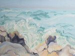 Deborah Beck, "Crashing Waves: Monhegan Island, Maine", 2012. 12 x 16 in, Oil on board