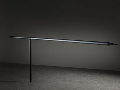 Ludovico Bomben, Dardo, 2017, aluminum, cm 400 x 100 x 4. Ph Marco Diodà. Courtesy the artist
