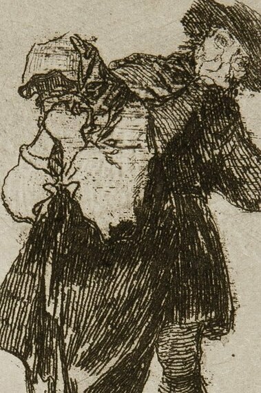 "Enterrar y callar", placa 18 de la serie "Los desastres de la guerra" de Francisco de Goya, 1810-1820