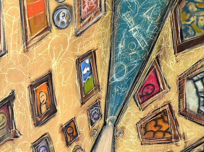 Aberração perspetiva em ambiente acolhedor, 60X120cm. Pastel extrafino, grafite, esferográfica, cimento refratário, laca e solução vinílica sobre tela