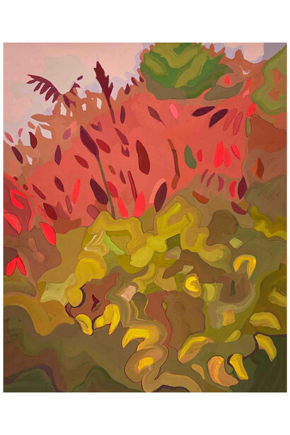 Sandy Litchfield, Sumac and Goldenrod, 2023, gouache and colored pencil on paper, 50.80x40.64 cm. Courtesy the artist and Garvey|Simon, NYC