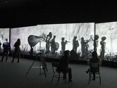 William Kentridge, More sweetly play the dance, exhibition view. Courtesy of Museo Picasso Málaga