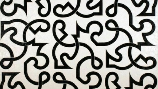 Valerie Jaudon, Detail of Between, 2013, Oil on linen, 48 x 48 inches. Courtesy of the artist and DC Moore Gallery, New York