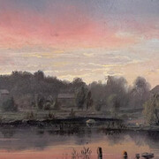 William Partridge Burpee, New England village at sunset (detail), late 1870s. Courtesy of Childs Gallery